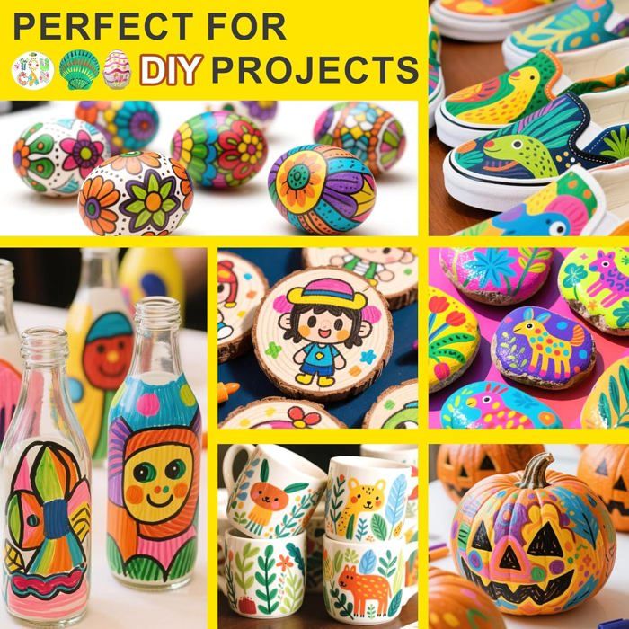72 Couleurs Feutres Acryliques Double Pointe - Marqueurs Peinture Pour Roche, Bois, Verre Et DIY