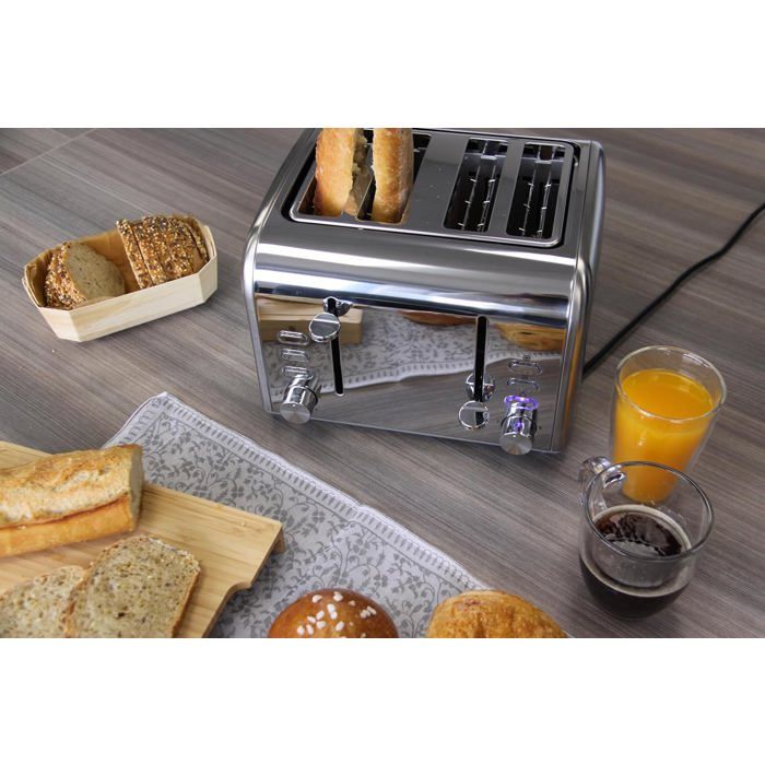 Grille-Pain Premium Little Balance 8698 Inox - 4 Fentes XXL, 1600W, 2 Zones Indépendantes - Réchauffage, Décongélation