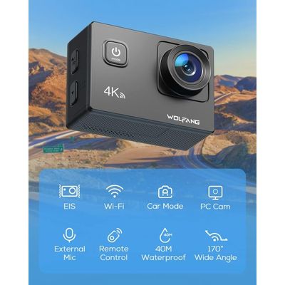 Caméra Sport & Moto Étanche IP67 - Double Écran, 2 Batteries 1350mAh, Kit Aventure + Carte 32Go | Action Cam