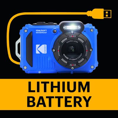 Appareil Photo Numérique KODAK Pixpro WPZ2 Étanche 15m - 16MP Vidéo 720p - Pack Avec 2 Batteries Et Carte SD