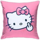 Taie d'oreiller carrée Hello Kitty en velours doux - Rose - Rayures - Contemporain - Design