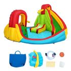 DREAMADE Château Gonflable Enfant, Aire de Jeux Gonflable avec 2 Toboggans, Mur d'Escalade, Sac de Transport, Piquet, Charge 106 KG