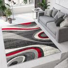 TAPISO Tapis Salon Poil Court DREAM Gris Foncé Rouge 100% Polypropylène Intérieur 160x220 cm