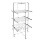 TODECO Sèche-Linge Electrique, Etendoir Pliant d'Intérieur, 3 étagères, Blanc, avec des roues, Dimensions du produit replié: 143x72x9 cm