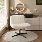 Yaheetech Chaise de Bureau Pivotante en Tissu Bouclette Chaise de Coiffeuse Chaise sans Accoudoirs à Pied Croisé Chambre Ivoire