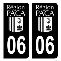 Autocollants Stickers plaque immatriculation voiture auto département 06 Alpes-Maritimes Ancien Logo Région PACA Full Noir
