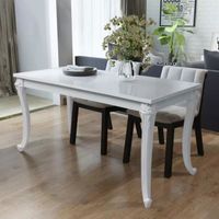 Table de salle à manger - Laquée Blanc - 120 x 70 x 76 cm - Rectangulaire - Brillant