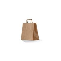 25 x sacs à emporter en papier kraft brun avec poignées plates 26x12x25cm - Sac de transport take away