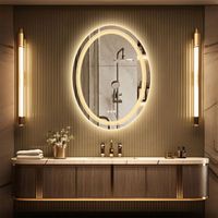 Miroir LED ovale LUVODI pour salle de bain 60x80 cm avec fonction anti-buée et éclairage réglable