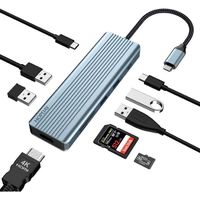 USB C HUB HOPDAY 9 in 1 USB C a HDMI Double Moniteur USB C Adaptateur avec 4K HDMI, 100W PD Charging, USB 3.0 / 2.0, SD / TF 