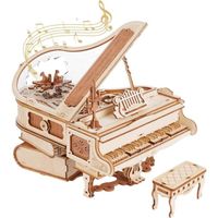 Puzzle 3D Piano Boîte à Musique en Bois, Entraînement par Engrenage, Cadeau Maquette en Bois a Construire pour Adulte Enfant