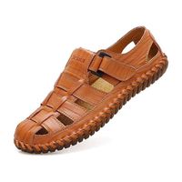 Sandales de Sport pour Hommes Chaussures Mocassins en Cuir d'été Marron 42