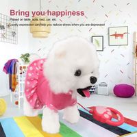 ZER-Chien en peluche électrique avec corde marche électronique chantant hochant la tête jouet interactif pour enfants (rose)