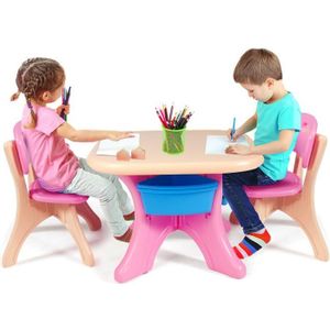 Bieco Table pour Enfant Vert | Table Enfant 1-8 Ans | env. 62x 62x 52 cm |  Réglable en Hauteur | Table de Jardin Enfant | Table Enfant Plastique Table