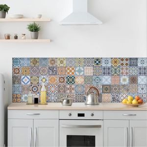 CREDENCE Credence Adhesive pour Cuisine autocollant mural fantaisie Les azulejos de Séville 260x60 cm 100% fabriqué en Italie avec.[Q3940]