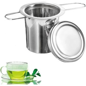 Passoire à thé pour tasse en silicone Filtre à thé pour thé en vrac Infuseur à thé en silicone 6 filtres avec longue corde et 2 cuillères à café 