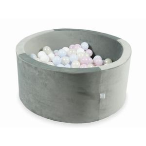 PISCINE À BALLES Mimii - Piscine À Balles (Velvet gris) 90X40cm-300 Balles (rose clair perle, bleu clair perle, irisé, blanc)