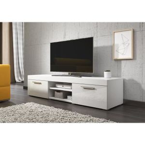Meuble Tv Flottant Rocco 160cm Corps Blanc Mat Portes Blanc
