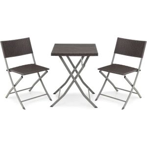 Ensemble table et chaise de jardin GOPLUS Salon de Jardin 3 Pièces pour 2 Personnes e