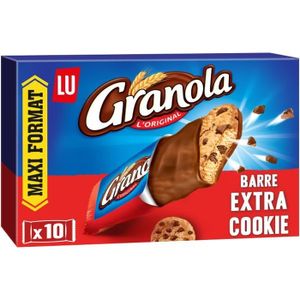 BISCUITS CHOCOLAT Granola De Lu - 10 Barres de Cookie Aux Petites De