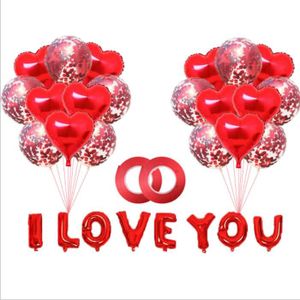1 Set I Love You Ballon Helium Ballon Alluminum pour 10PCS Ballons Coeur Rouge 
