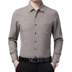 Chemise Henley FANARCHER Homme - Manches Longues, 65% Coton - Col Tunisien, Poche Poitrine - Décontractée