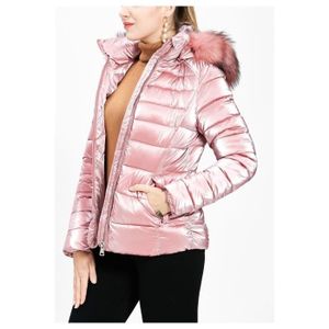 Doudoune grosse fourrure rose clearance