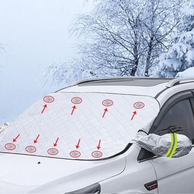 Couverture Pare-brise Voiture Magnétique – 160x116 Cm, 4 Couches, 5 Aimants – Protection Anti-givre, Neige, Soleil