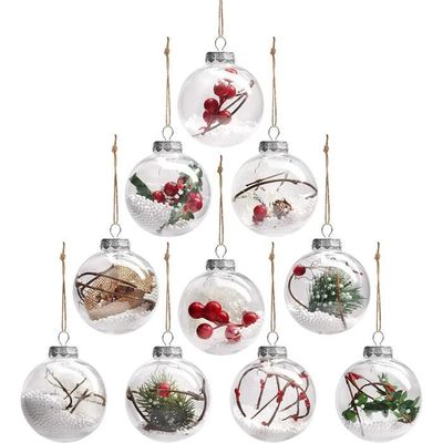 Sporgo Lot De 16 Boules De Noël Transparentes En Plastique - Décoration Sapin à Remplir Et Suspendre