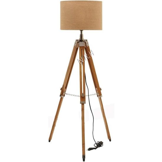Lampadaire Triberg Trépied Bois Foncé Et Marron D40xp40xh170 Cm
