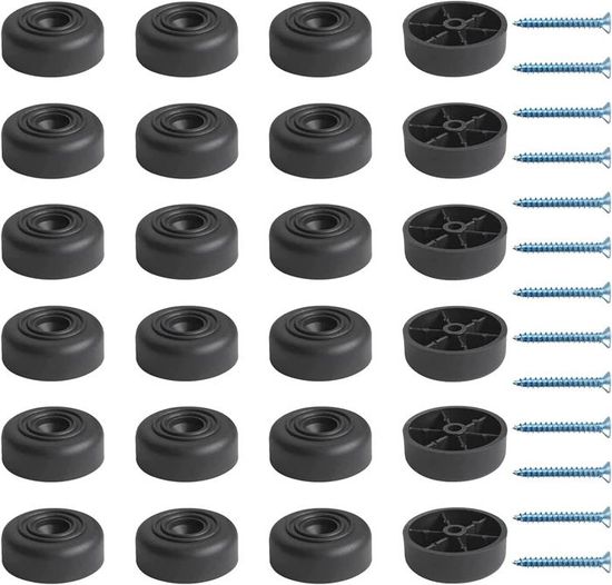 24 Pièces Pieds De Meuble Plastique Pied Canapé Rond 33 X H 13 Mm Pieds De Chaise Ronds Con 24 Vis Pour Meubles Garde Robe Canape Chaisetable Basse Tiroirs Noir
