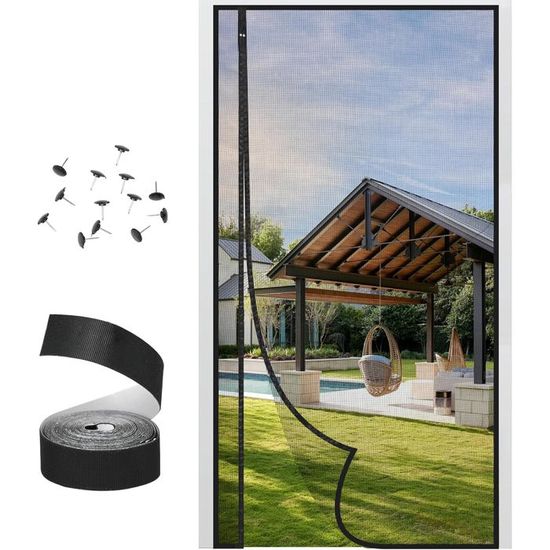 MagnéTique Moustiquaire Porte, 80x250cm Moustiquaire Porte Fenetre Moustiquaire Porte AimantéE Rideau Anti Mouche Pour Enfants Et Animaux De Compagnie (Noir