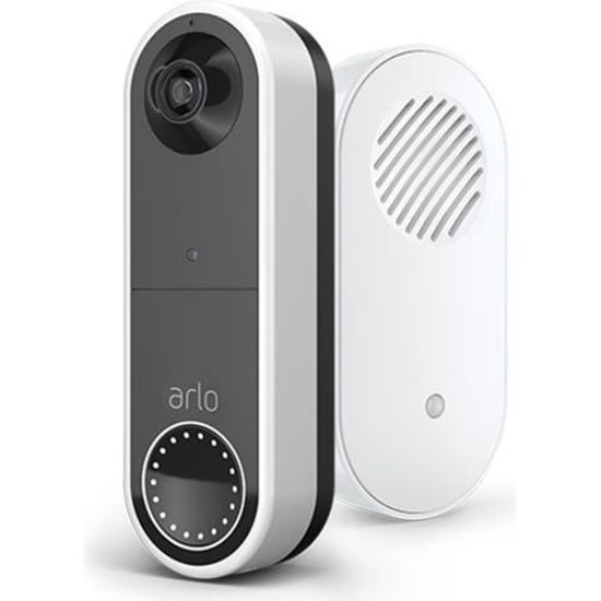 Sonnette vidéo sans fil ARLO Pack Chime V2 + Doorbell - Angle de détection 180° - Blanc