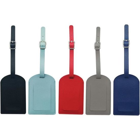 Ensemble de 2 étiquettes de valise en cuir PU inscriptibles