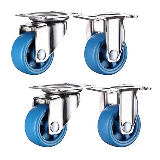 Lot De 4 Roulettes Meubles Silencieuses Avec Frein - Caoutchouc Pivotantes Pour Lit Enfant Et Petit Mobilier