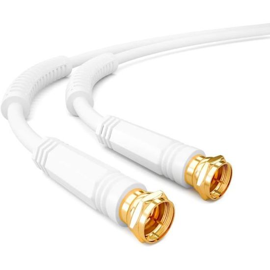 HB-DIGITAL Câble Antenne SAT TV 8K 4K UHD 5m - Coaxial Satellite Avec Connecteurs F Or Et 2 Ferrites - DVB-S2 DAB+