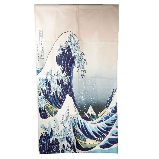 Vague De Kanagawa En Noren Estampe Japonaise D Hokusai Achat Vente Rideau De Porte Cdiscount
