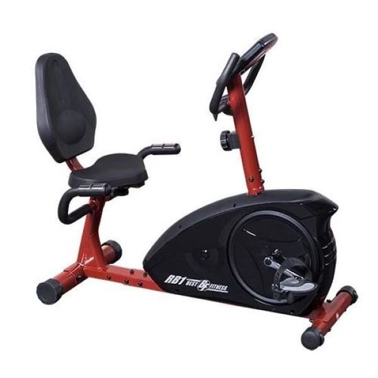 Vélo d'appartement Semi Couché Best Fitness BFRB1 - Rouge - BODY SOLID - 8 niveaux de résistance magnétique