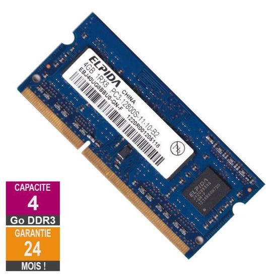 Barrette Mémoire 4Go RAM DDR3 Elpida EBJ40UG8BBU0-GN-F SO-DIMM PC3 ...