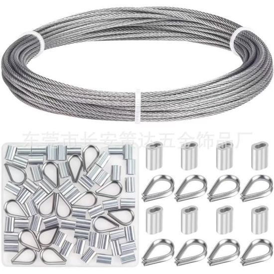 VEVOR Cable En Acier Inoxydable 316, Cable Métallique 150 M, Cable D