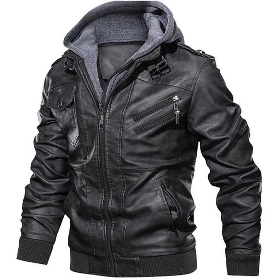 Manteau cuir sales homme hiver