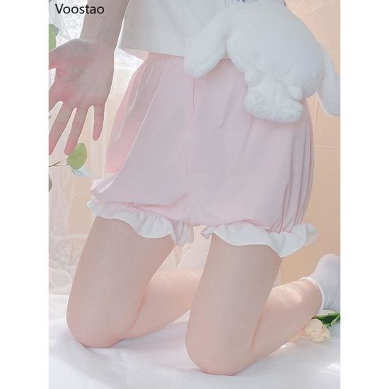 Short Bloomer Lolita à Volants Dentelle - Style Y2K Pour Femme - Coton Polyester