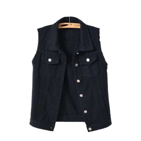 Gilet jeans sans manche femme outlet