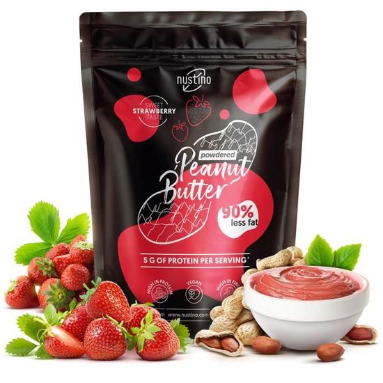 Beurre de Cacahuète Poudre Nustino Fraise Naturel et Végétalien 400g Cdiscount Sport