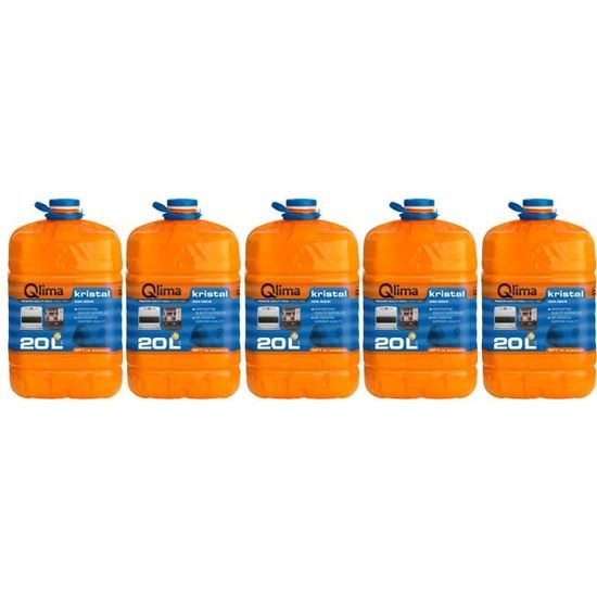 Pétrole liquide Qlima Kristal 20L par palette de 5 bidons éco emballage PET pour poêles à Pétrole liquide Qlima Kristal 20L par palette de 5 bidons éco emballage PET pour poêles à