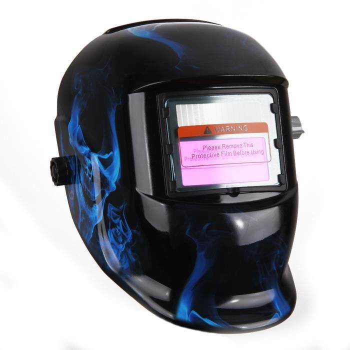 Masque de Soudure Crâne Bleu Obscur-variable avec Filtre LCD Auto-assombrissement pour Soudeur ARC TIG MIG