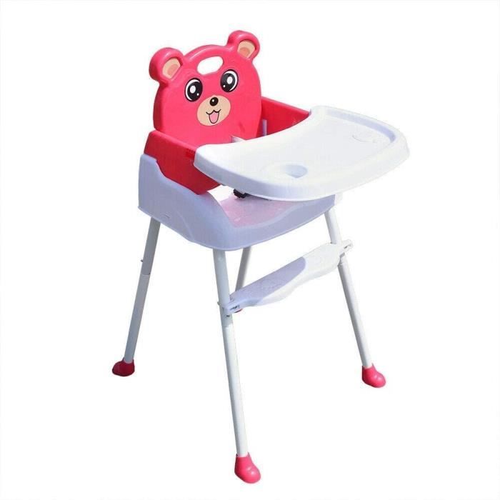 Chaise de Salle à Manger Pliante Chaise de Salle à Manger Réglable Chaise Haute Bébé Avec Ceinture de Sécurité Rose