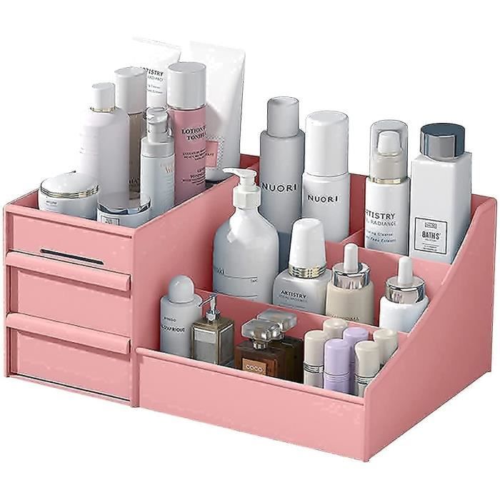Organiseur de Maquillage, Salle de Bain Boite Rangement Maquillage-rose，28.2 x