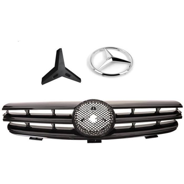CALANDRE NOIR BRILLANT POUR MERCEDES CLK W209 COUPE ET CABRIOLET DE 03/2002 A 06/2009