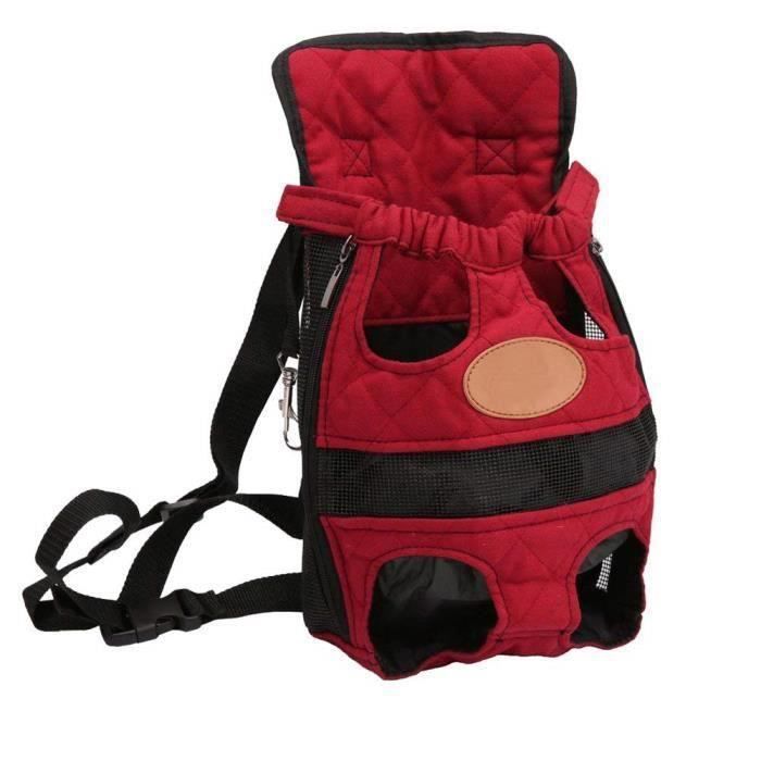 Voyage Sac à Dos Poitrine Sacs pour Animaux de Compagnie, Sac de Transport Sac Ventral pour Chien - Rouge, L (38